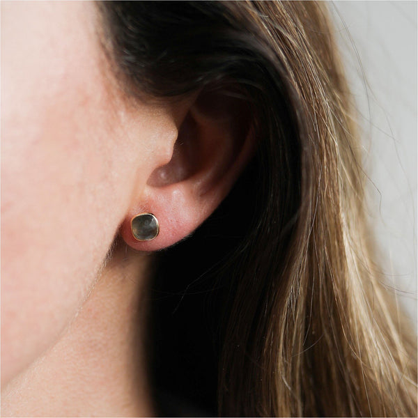 Earrings - Brooklyn Labradorite & Gold Vermeil Cushion Stud Earrings