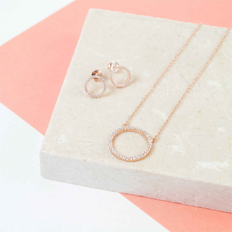 Earrings - Chora Rose Gold & Cubic Zirconia Jewellery Set