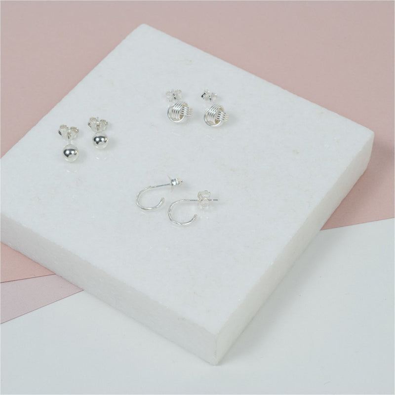 Cranley Sterling Silver Triple Knot Stud Earrings-Auree Jewellery