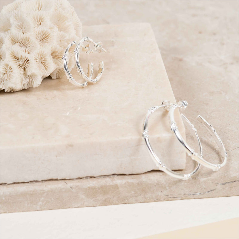 Deia Piccolo Sterling Silver Kiss Hoop Earrings-Auree Jewellery