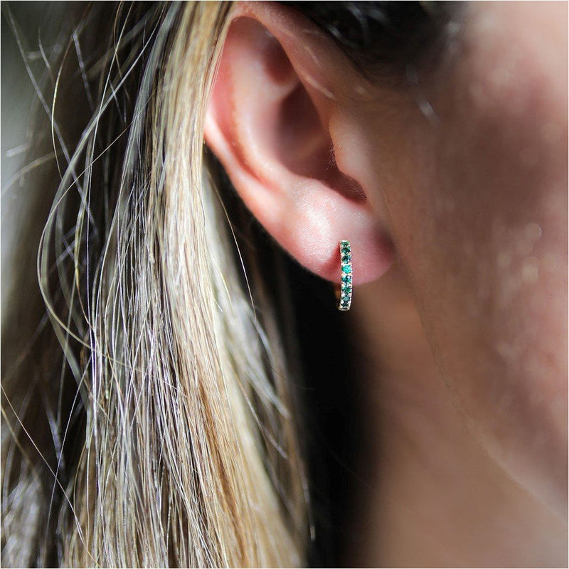 Earrings - Dovehouse Gold Vermeil & Green Zirconia Hoop Earrings