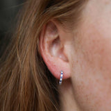 Earrings - Dovehouse Sterling Silver With Blue & White Cubic Zirconia Hoop Earrings