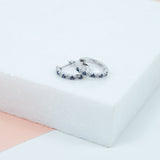 Earrings - Dovehouse Sterling Silver With Blue & White Cubic Zirconia Hoop Earrings