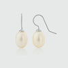 Gloucester White Freshwater Pearl & Silver Drop Earrings-Auree Jewellery