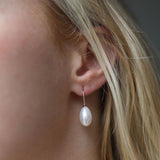 Gloucester White Freshwater Pearl & Silver Drop Earrings-Auree Jewellery