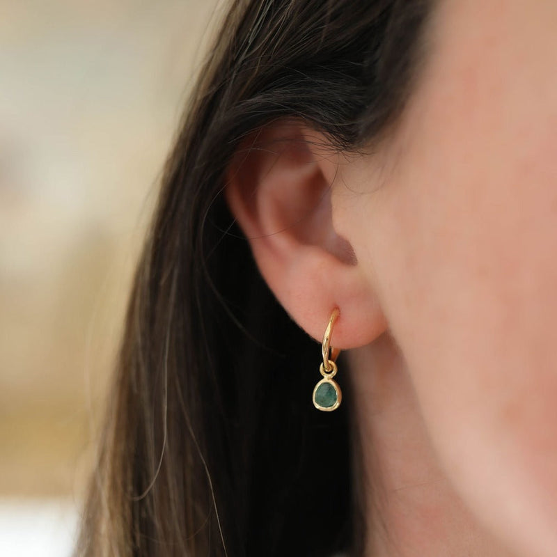 Earrings - Hampton Gold & Emerald Interchangeable Gemstone Earrings