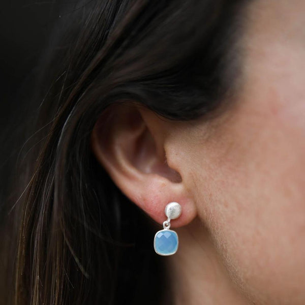 Earrings - Iseo Blue Chalcedony & Silver Earrings