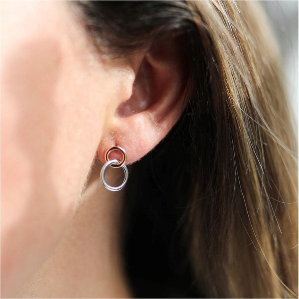 Earrings - Kelso Sterling Silver & Rose Gold Earrings