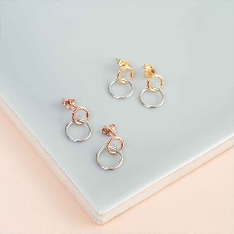 Earrings - Kelso Sterling Silver & Rose Gold Earrings
