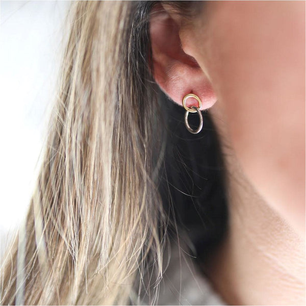 Earrings - Kelso Sterling Silver & Yellow Gold Earrings