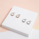 Knightsbridge Mini Three Colour Gold Vermeil Triple Hoop Earrings
