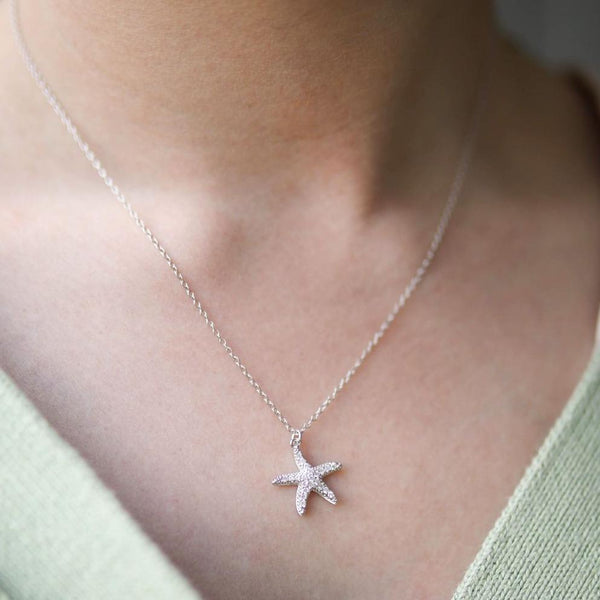 Earrings - Maddalena Sterling Silver Starfish & Cubic Zirconia Jewellery Set