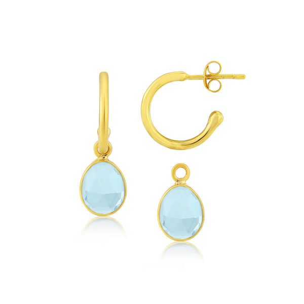 Manhattan Gold & Blue Topaz Interchangeable Gemstone Drops-Auree Jewellery