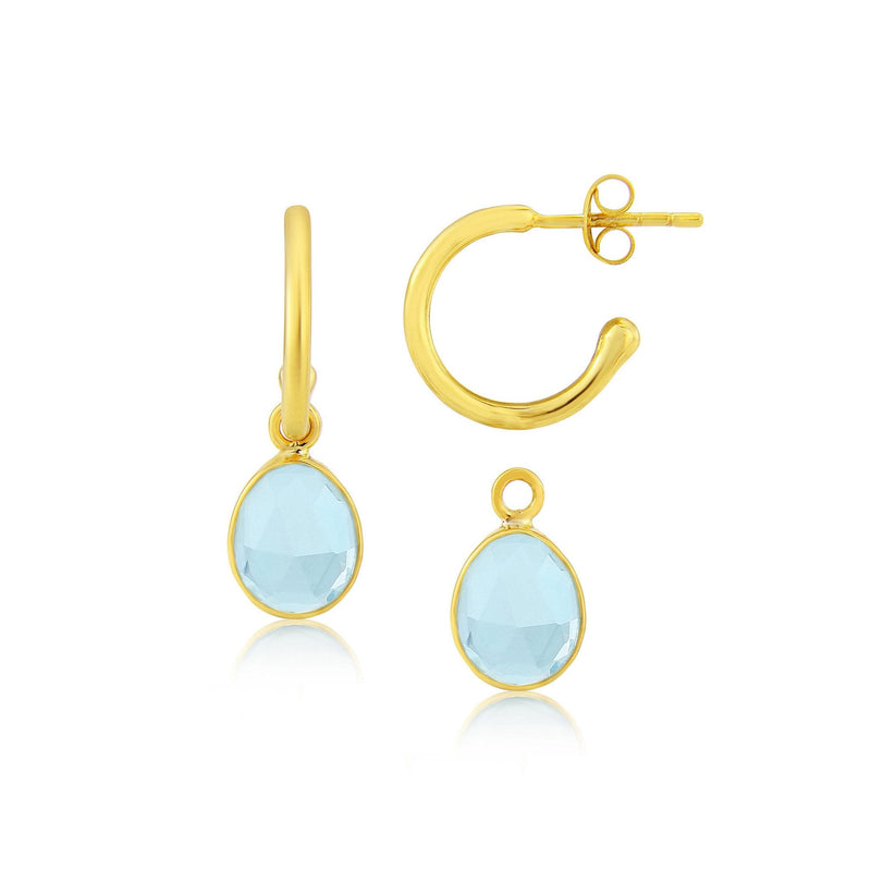 Earrings - Manhattan Gold & Blue Topaz Interchangeable Gemstone Drops