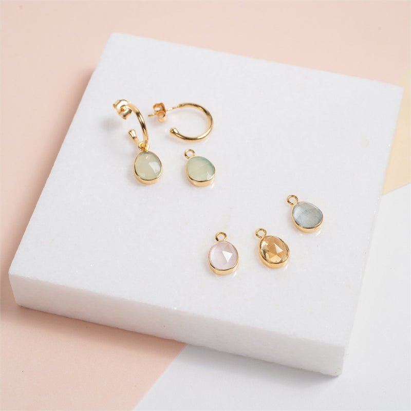 Manhattan Gold & Citrine Interchangeable Gemstone Earrings-Auree Jewellery