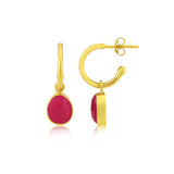 Earrings - Manhattan Gold & Fuchsia Pink Chalcedony Interchangeable Gemstone Drops