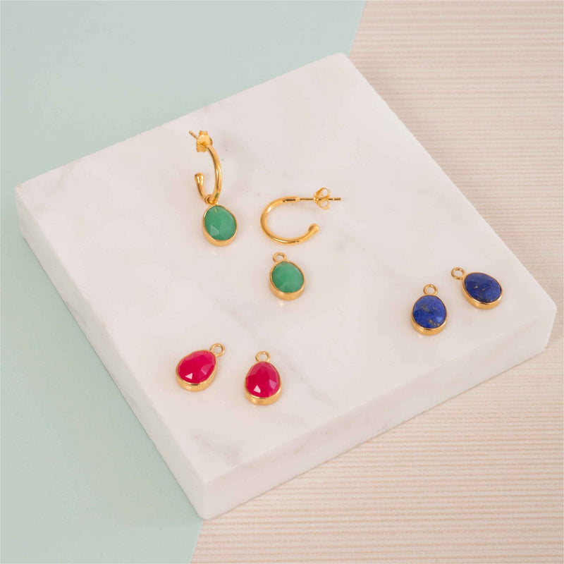 Manhattan Gold & Fuchsia Pink Chalcedony Interchangeable Gemstone Earrings
