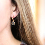 Earrings - Manhattan Gold & Green Amethyst Interchangeable Gemstone Drops