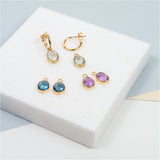 Earrings - Manhattan Gold & Green Amethyst Interchangeable Gemstone Drops