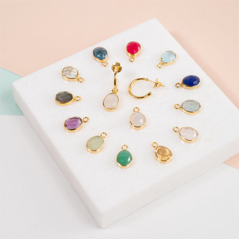 Earrings - Manhattan Gold & Green Amethyst Interchangeable Gemstone Earrings