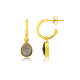 Earrings - Manhattan Gold & Labradorite Interchangeable Gemstone Drops