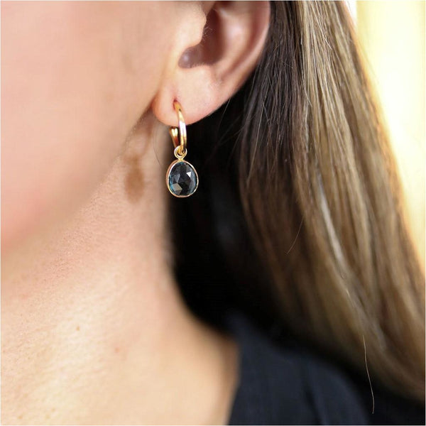 Manhattan Gold & London Topaz Interchangeable Gemstone Drop Earrings-Auree Jewellery