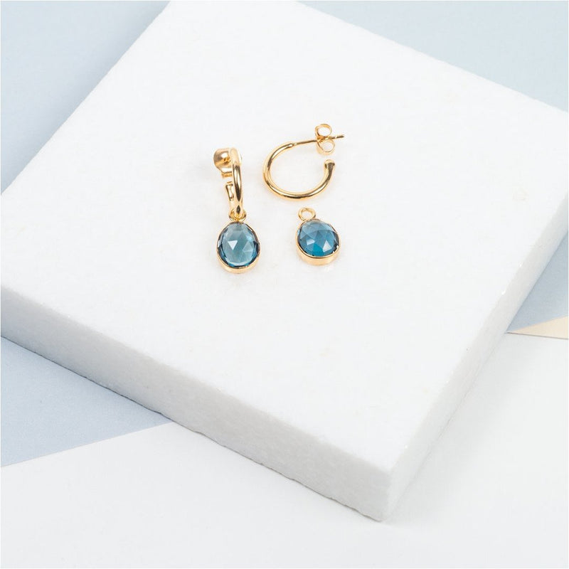 Manhattan Gold & London Topaz Interchangeable Gemstone Drop Earrings-Auree Jewellery