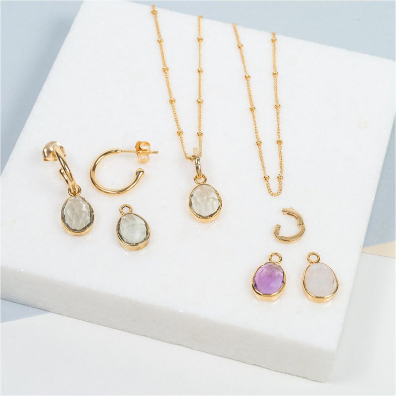 Manhattan Gold & Moonstone Interchangeable Gemstone Drops-Auree Jewellery