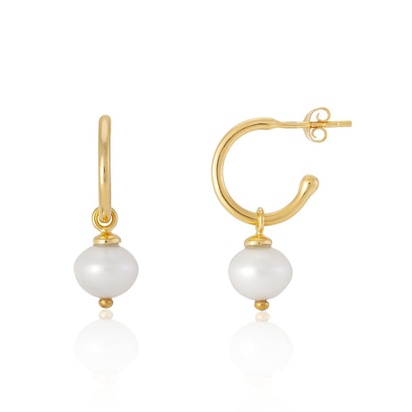 Earrings - Manhattan Gold & Pearl Interchangeable Drops