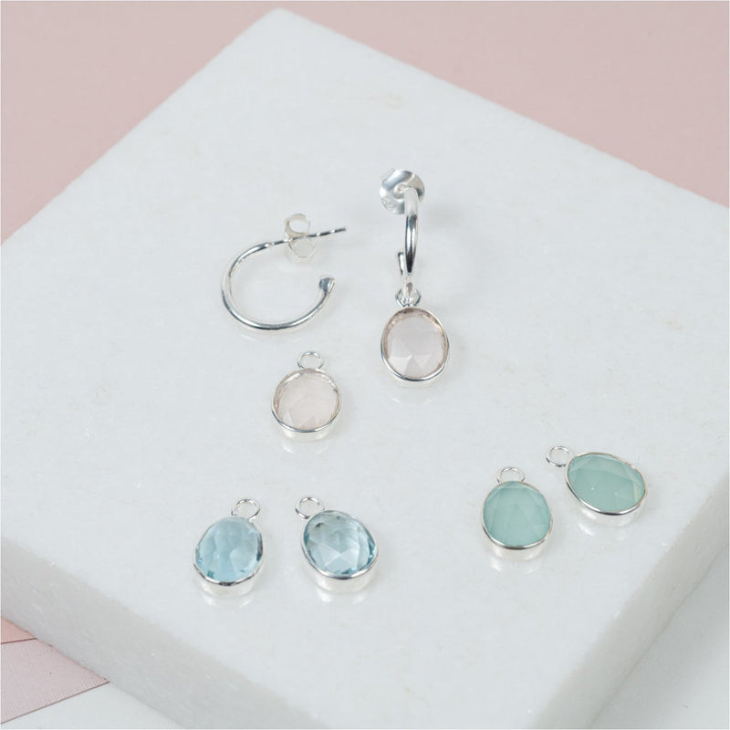 Manhattan Silver & Blue Topaz Interchangeable Gemstone Drops-Auree Jewellery