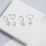 Manhattan Silver & Freshwater Pearl Interchangeable Hoop Earrings-Auree Jewellery