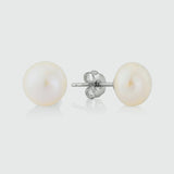 Molina White Freshwater Pearl & Silver Stud Earrings-Auree Jewellery