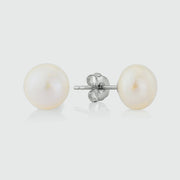 Earrings - Molina White Freshwater Pearl & Silver Stud Earrings