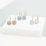 Earrings - Mondello Blue Chalcedony & Gold Vermeil Square Earrings