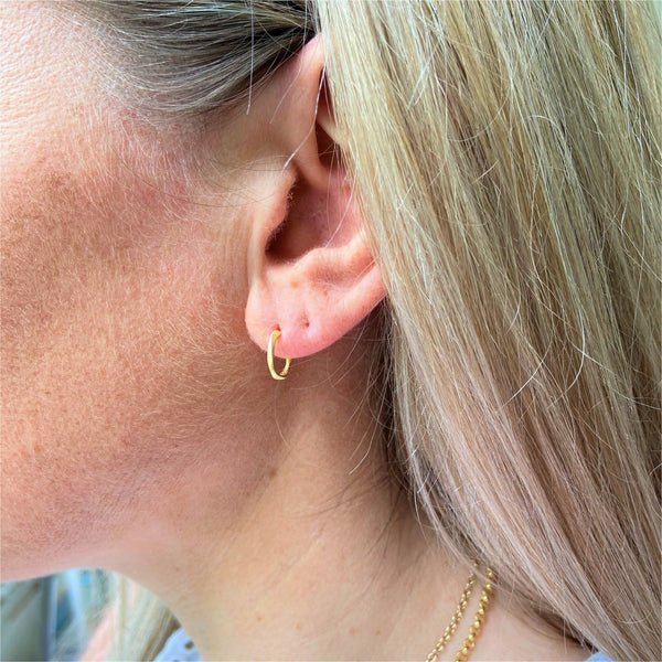 Earrings - Olivera Micro Brushed Gold Vermeil Hoop Earrings
