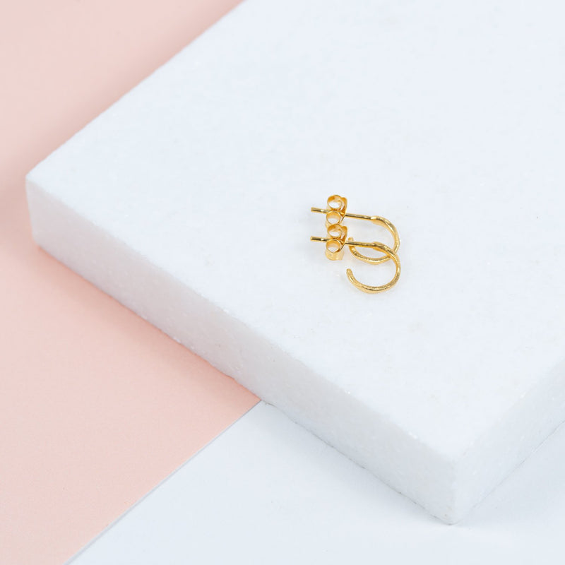 Earrings - Olivera Micro Brushed Gold Vermeil Hoop Earrings