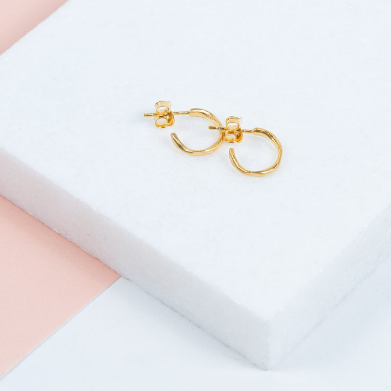 Earrings - Olivera Mini Piccolo Gold Vermeil Hoop Earrings