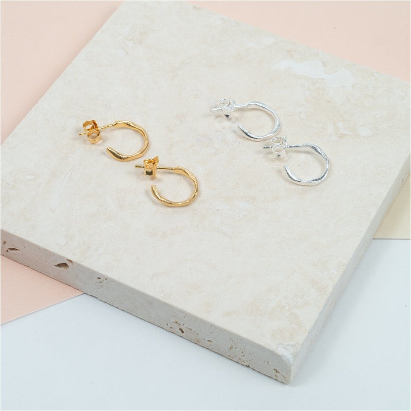 Earrings - Olivera Mini Piccolo Gold Vermeil Hoop Earrings