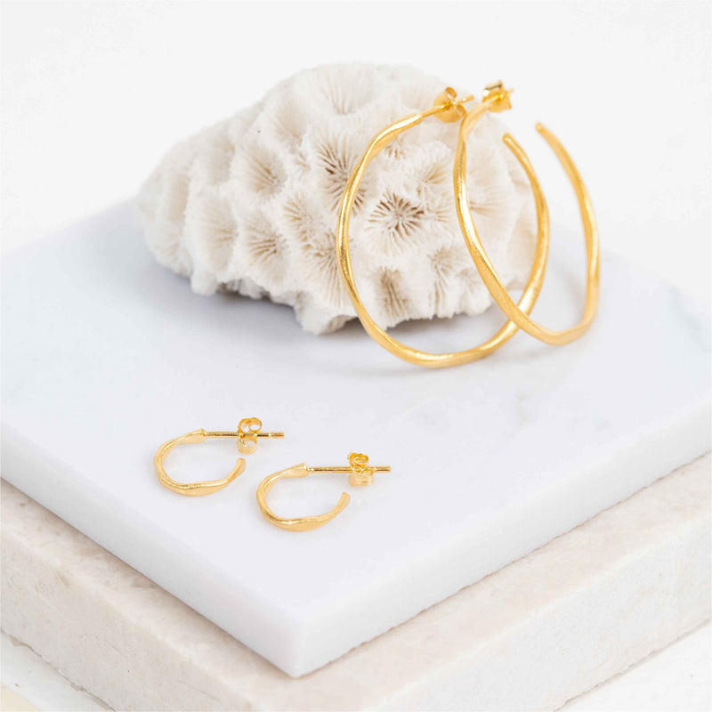 Earrings - Olivera Mini Piccolo Gold Vermeil Hoop Earrings