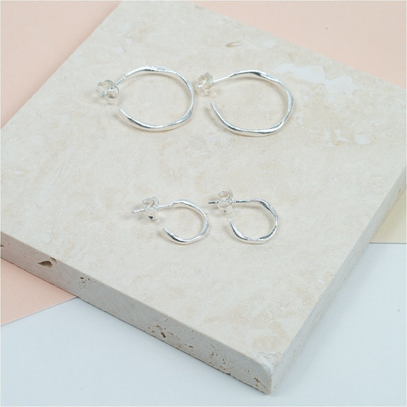 Olivera Piccolo Silver Hoop Earrings-Auree Jewellery