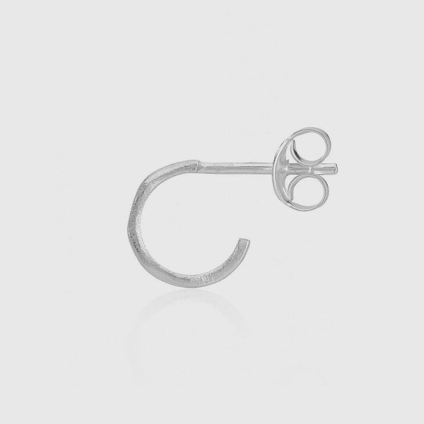 Olivera Single Micro Brushed Silver Hoop Earring