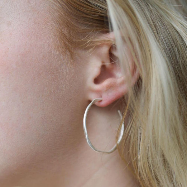 Earrings - Olivera Sterling Silver Large Hoop Earrings