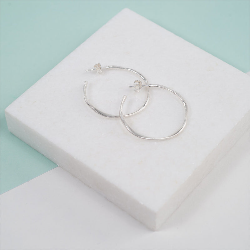 Earrings - Olivera Sterling Silver Large Hoop Earrings