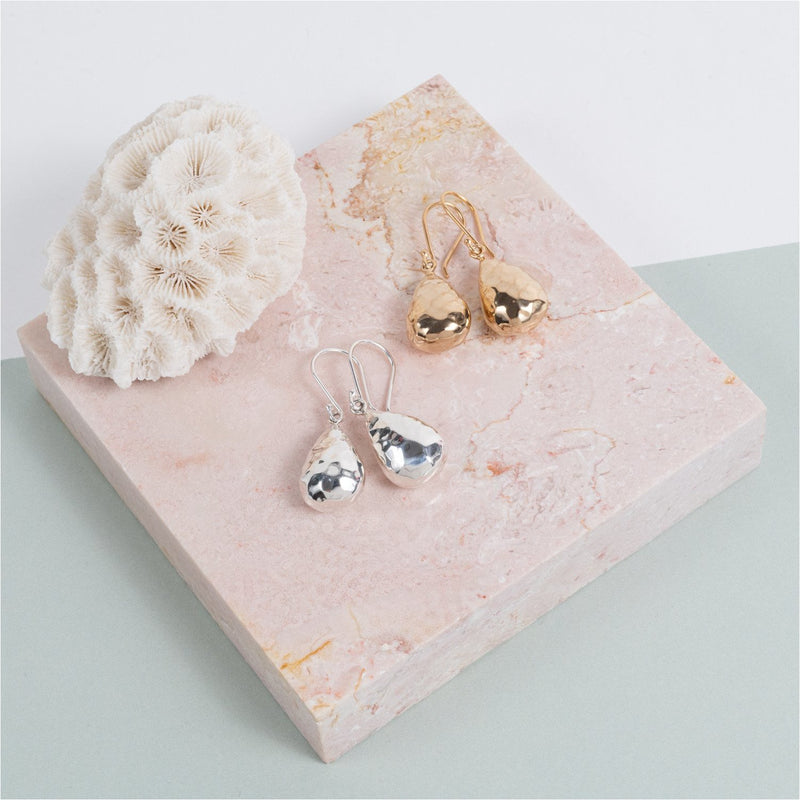 Earrings - Orba Sterling Silver Hammered Teardrop Earrings