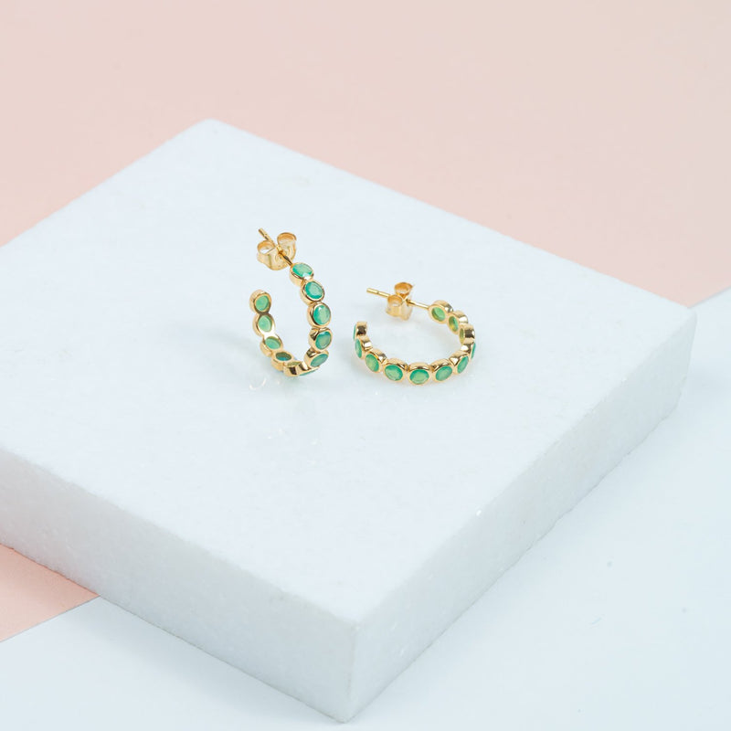 Ortigia Chrysoprase & Gold Vermeil Hoop Earrings-Auree Jewellery