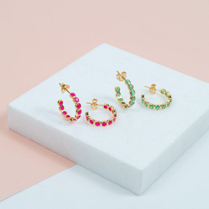 Ortigia Chrysoprase & Gold Vermeil Hoop Earrings-Auree Jewellery