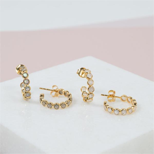 Ortigia Moonstone & Gold Vermeil Hoop Earrings-Auree Jewellery