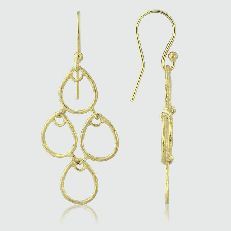 Earrings - Palermo Brushed Yellow Gold Art Deco Earrings