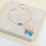 Earrings - Pollara Gold Vermeil & Cabouchon Blue Chalcedony Earrings