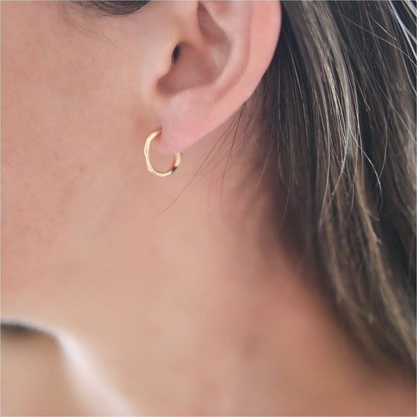 Earrings - Ronda Single Mini Piccolo Polished Gold Vermeil Hoop Earring
